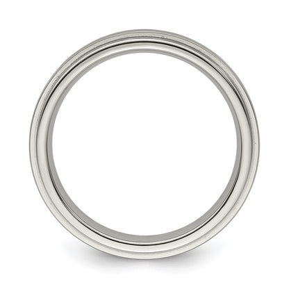 Edward Mirell Titanium Brushed/Polished Flat Step Edge 4mm Band Size 11