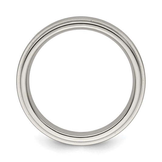 Edward Mirell Titanium Brushed/Polished Flat Step Edge 4mm Band Size 11.5