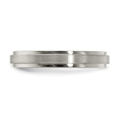 Edward Mirell Titanium Brushed/Polished Flat Step Edge 4mm Band Size 9