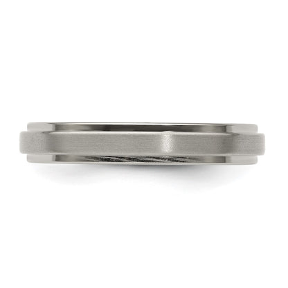 Edward Mirell Titanium Brushed/Polished Flat Step Edge 4mm Band Size 8