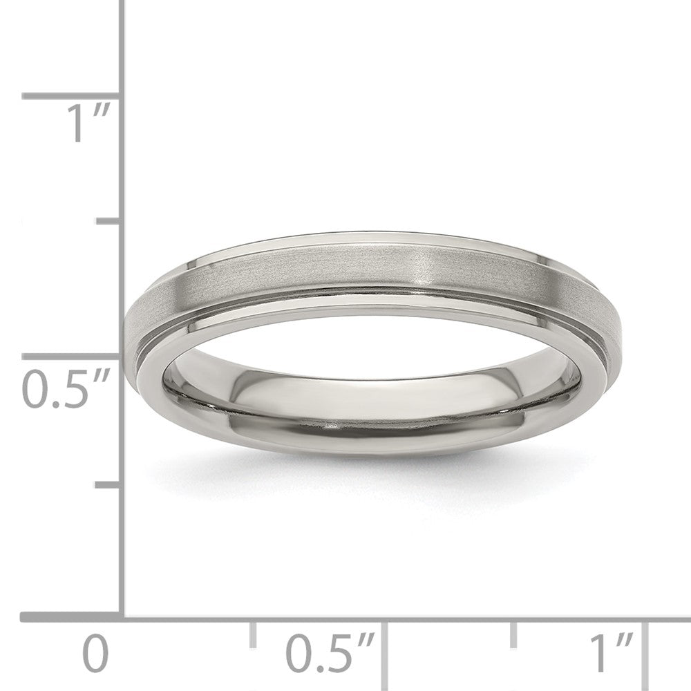 Edward Mirell Titanium Brushed/Polished Flat Step Edge 4mm Band Size 7