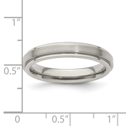 Edward Mirell Titanium Brushed/Polished Flat Step Edge 4mm Band Size 11.5