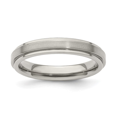 Edward Mirell Titanium Brushed/Polished Flat Step Edge 4mm Band Size 9