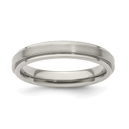 Edward Mirell Titanium Brushed/Polished Flat Step Edge 4mm Band Size 9