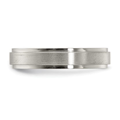 Edward Mirell Titanium Brushed/Polished Flat Step Edge 5mm Band Size 10.5