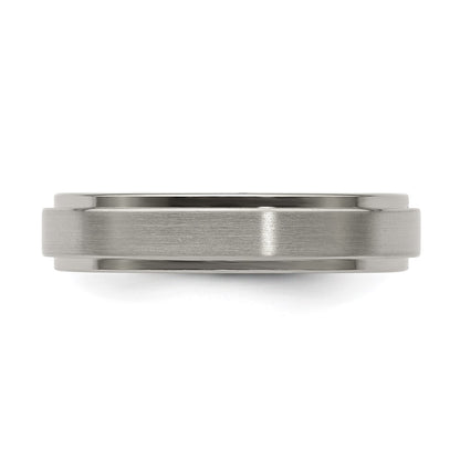 Edward Mirell Titanium Brushed/Polished Flat Step Edge 5mm Band Size 7