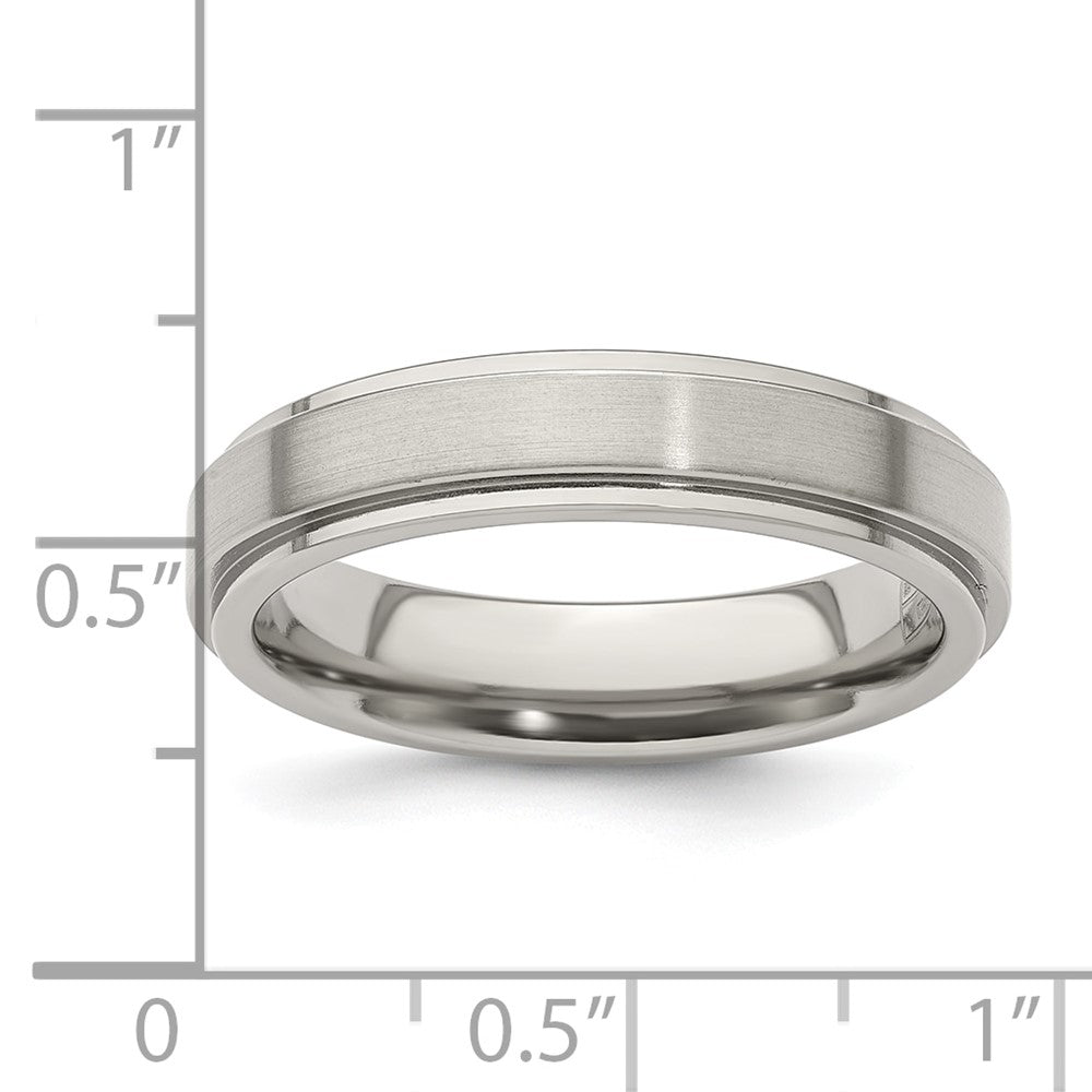 Edward Mirell Titanium Brushed/Polished Flat Step Edge 5mm Band Size 12