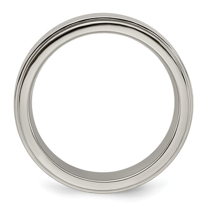 Edward Mirell Titanium Brushed/Polished Flat Step Edge 6mm Band Size 7