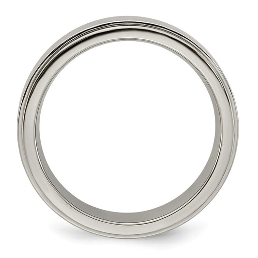 Edward Mirell Titanium Brushed/Polished Flat Step Edge 6mm Band Size 7.5