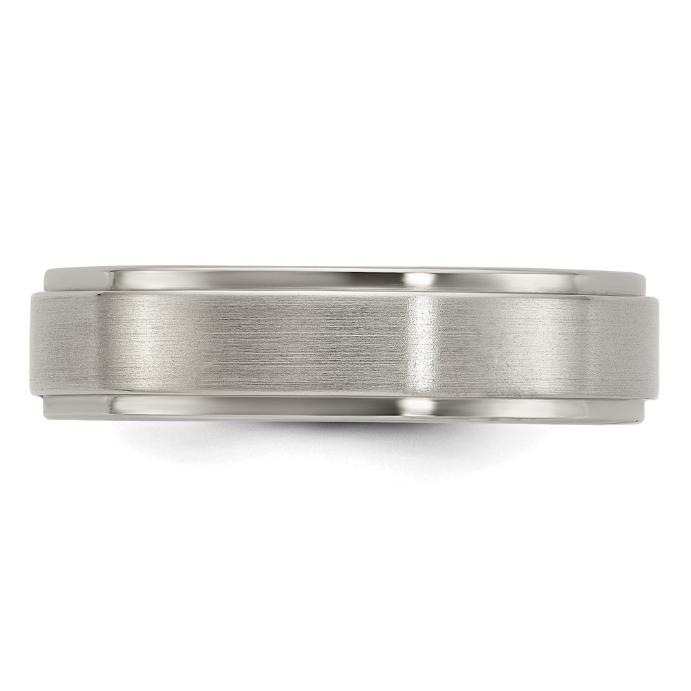 Edward Mirell Titanium Brushed/Polished Flat Step Edge 6mm Band Size 7