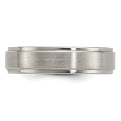 Edward Mirell Titanium Brushed/Polished Flat Step Edge 6mm Band Size 7.5