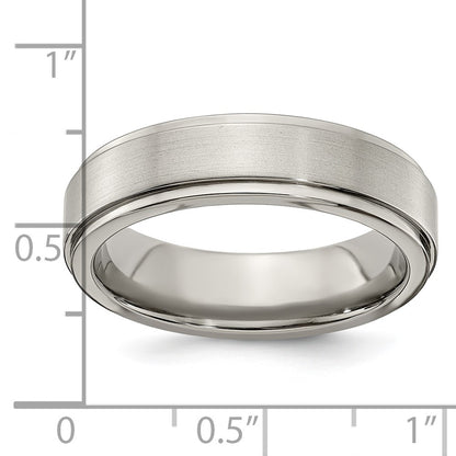 Edward Mirell Titanium Brushed/Polished Flat Step Edge 6mm Band Size 9.5