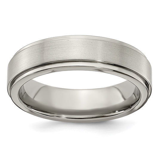 Edward Mirell Titanium Brushed/Polished Flat Step Edge 6mm Band Size 10