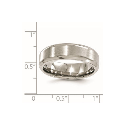 Edward Mirell Titanium Brushed/Polished Beveled Edge 7mm Band Size 6