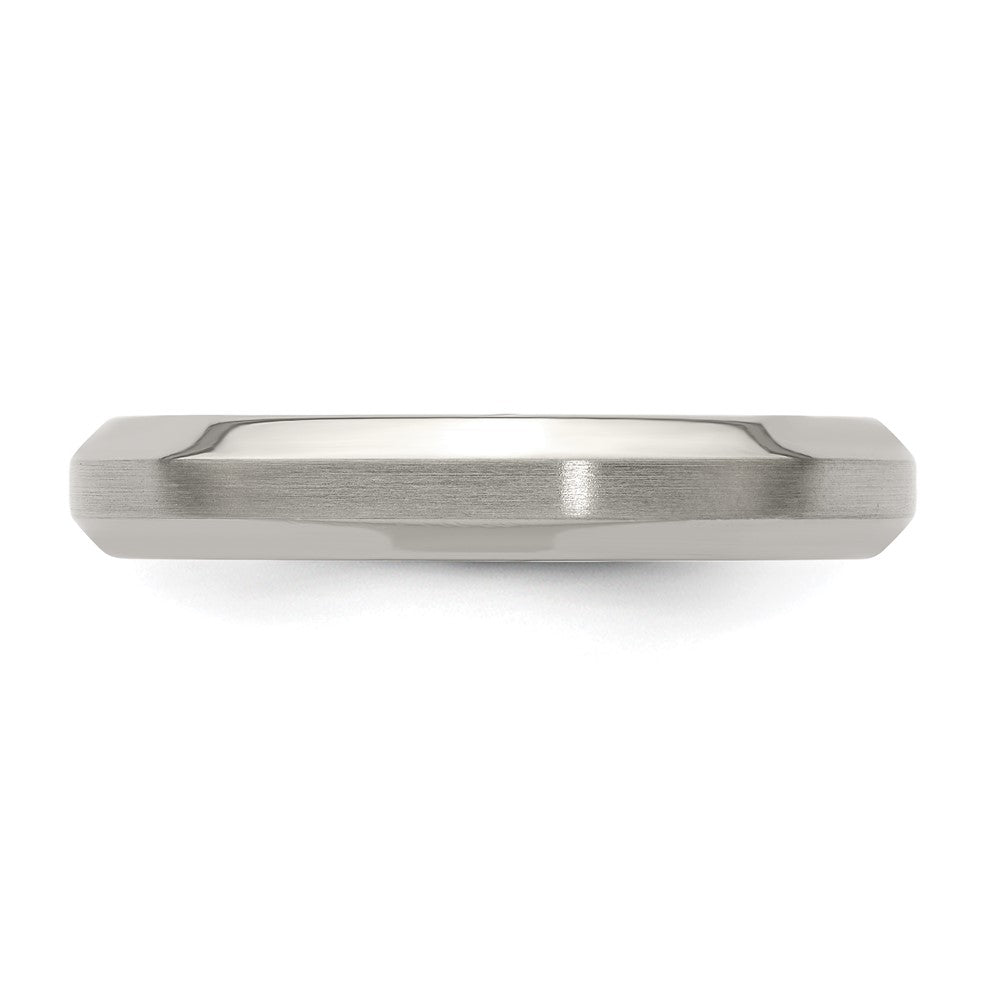 Edward Mirell Titanium Brushed/Polished Beveled Edge 4mm Band Size 12