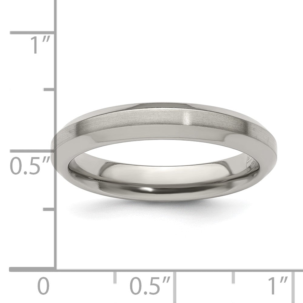 Edward Mirell Titanium Brushed/Polished Beveled Edge 4mm Band Size 5.5