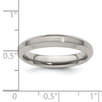 Edward Mirell Titanium Brushed/Polished Beveled Edge 4mm Band Size 10.5