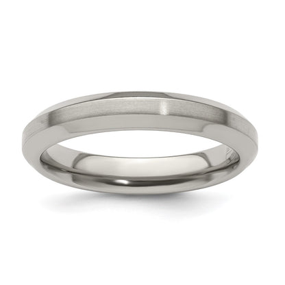 Edward Mirell Titanium Brushed/Polished Beveled Edge 4mm Band Size 6.5