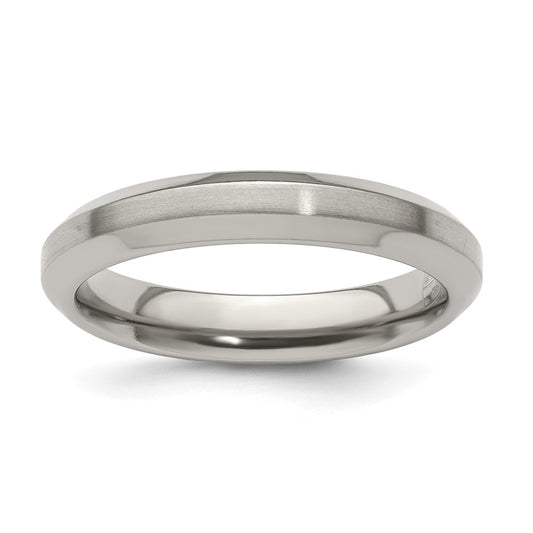 Edward Mirell Titanium Brushed/Polished Beveled Edge 4mm Band Size 11.5