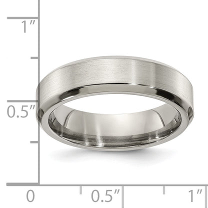 Edward Mirell Titanium Brushed/Polished Beveled Edge 6mm Band Size 11.5