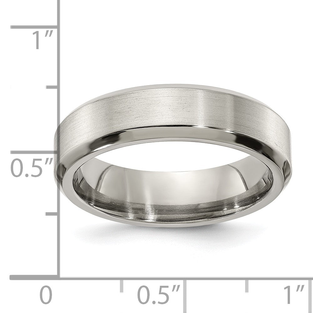 Edward Mirell Titanium Brushed/Polished Beveled Edge 6mm Band Size 7