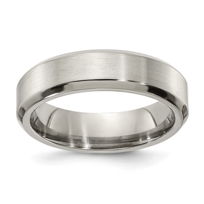 Edward Mirell Titanium Brushed/Polished Beveled Edge 6mm Band Size 8.5