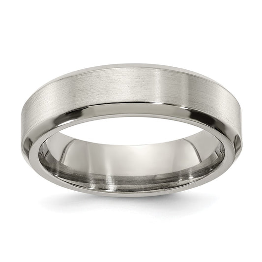 Edward Mirell Titanium Brushed/Polished Beveled Edge 6mm Band Size 8.5