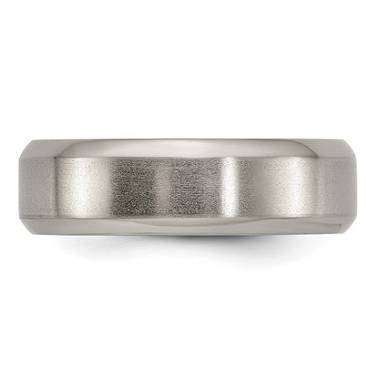 Edward Mirell Titanium Brushed/Polished Beveled Edge 7mm Band Size 7