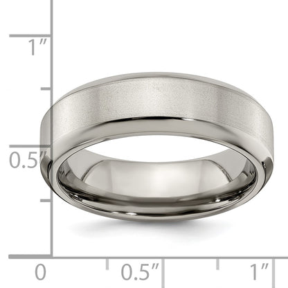 Edward Mirell Titanium Brushed/Polished Beveled Edge 7mm Band Size 6.5
