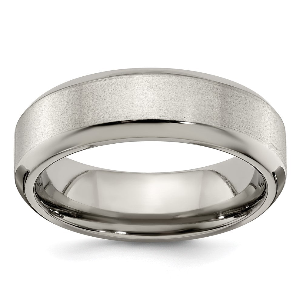 Edward Mirell Titanium Brushed/Polished Beveled Edge 7mm Band Size 6.5