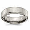 Edward Mirell Titanium Brushed/Polished Beveled Edge 7mm Band Size 6