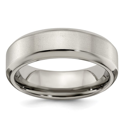 Edward Mirell Titanium Brushed/Polished Beveled Edge 7mm Band Size 7.5
