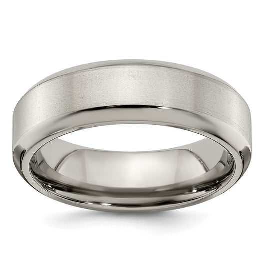 Edward Mirell Titanium Brushed/Polished Beveled Edge 7mm Band Size 7.5