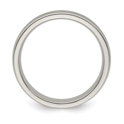 Edward Mirell Titanium Brushed/Polished Tri Dome Milgrain 5mm Band Size 6