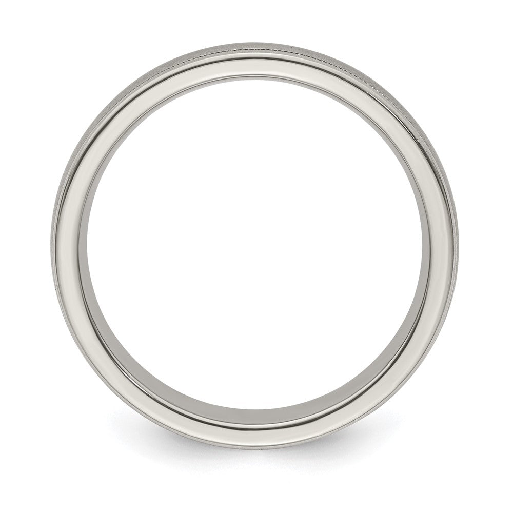 Edward Mirell Titanium Brushed/Polished Tri Dome Milgrain 5mm Band Size 8