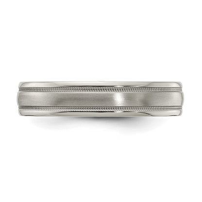 Edward Mirell Titanium Brushed/Polished Tri Dome Milgrain 5mm Band Size 6