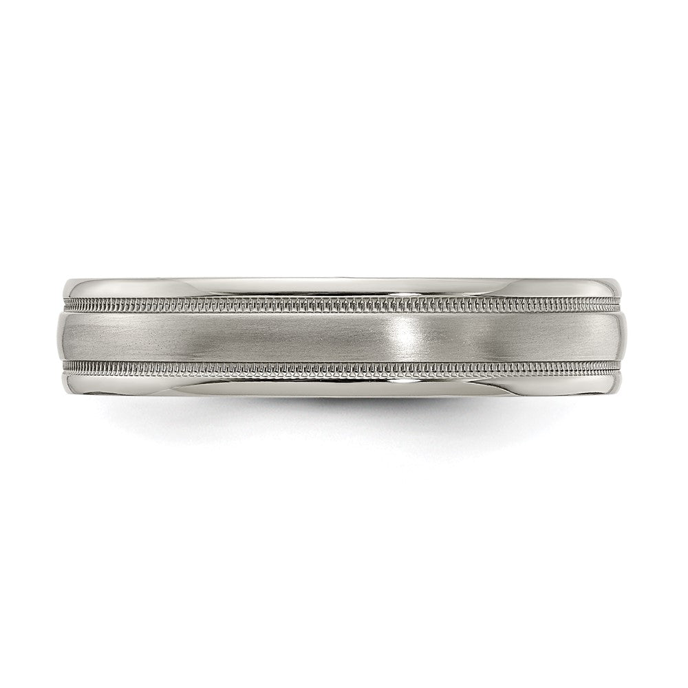 Edward Mirell Titanium Brushed/Polished Tri Dome Milgrain 5mm Band Size 7