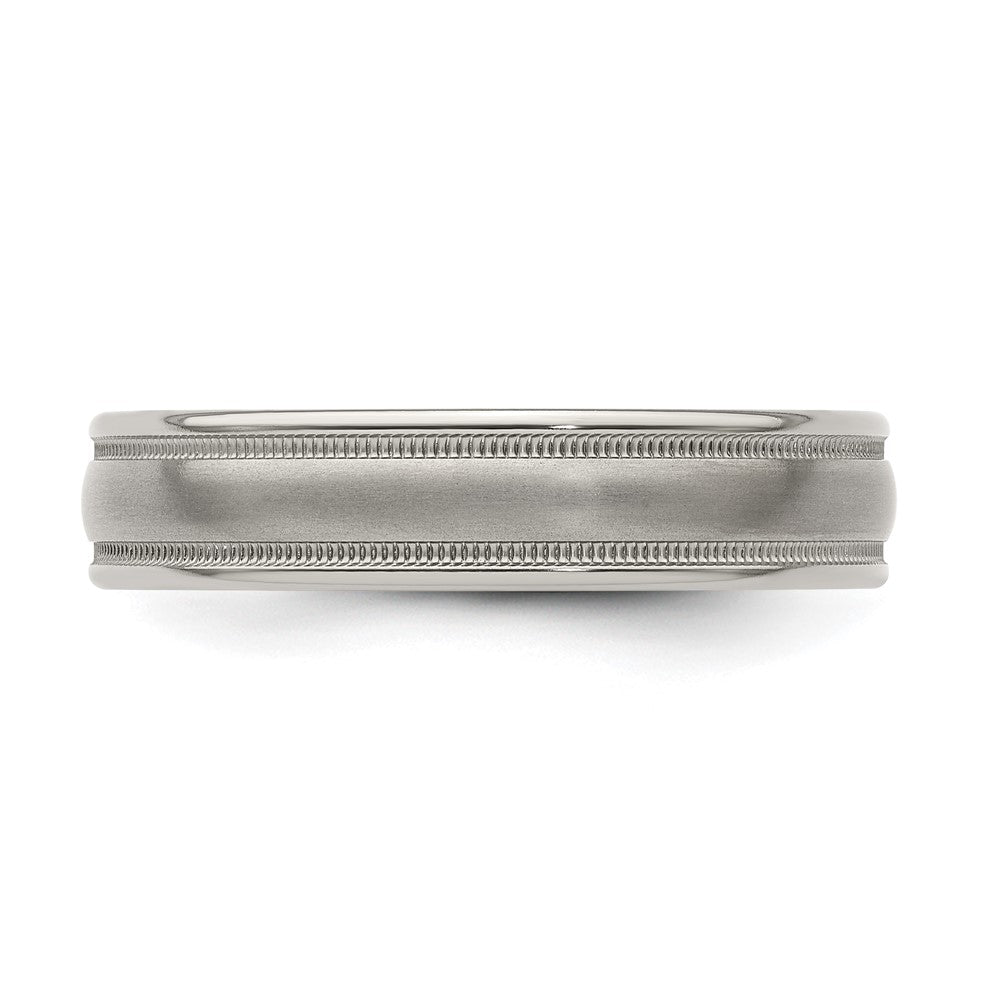 Edward Mirell Titanium Brushed/Polished Tri Dome Milgrain 5mm Band Size 6