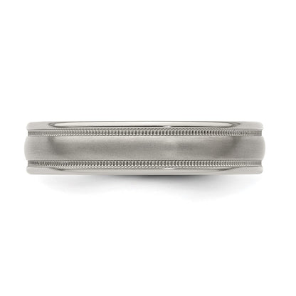 Edward Mirell Titanium Brushed/Polished Tri Dome Milgrain 5mm Band Size 7.5