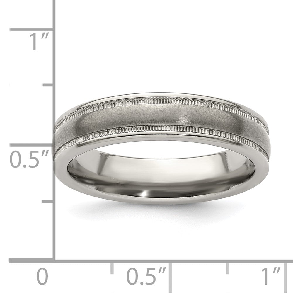 Edward Mirell Titanium Brushed/Polished Tri Dome Milgrain 5mm Band Size 6