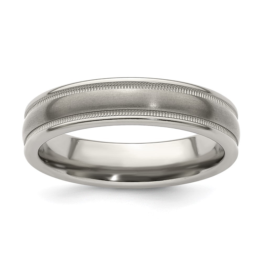 Edward Mirell Titanium Brushed/Polished Tri Dome Milgrain 5mm Band Size 5.5