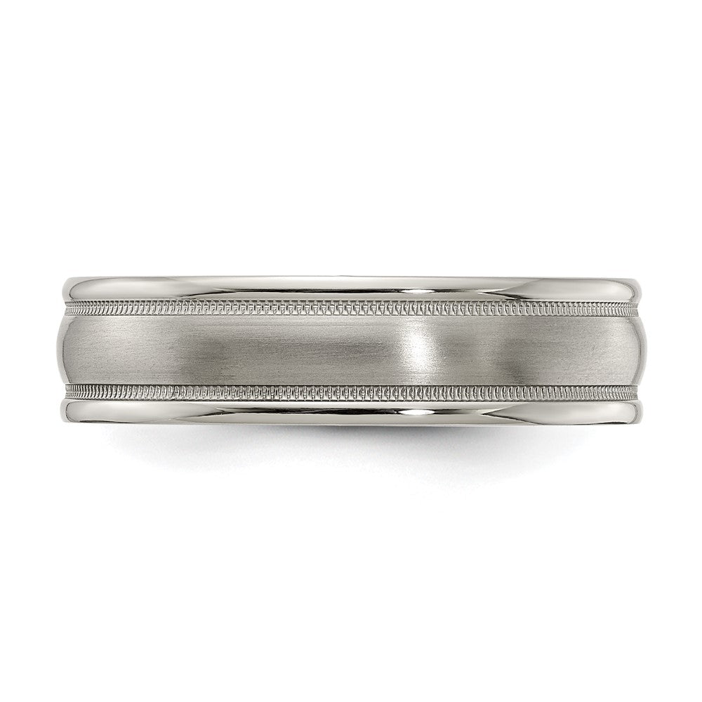 Edward Mirell Titanium Brushed/Polished Tri Dome Milgrain 6mm Band Size 10