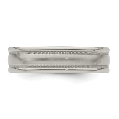 Edward Mirell Titanium Brushed/Polished Tri Dome Milgrain 6mm Band Size 9