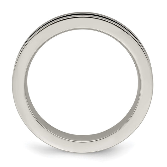 Edward Mirell Gray Titanium Rainbow Anodized Grooved Flat 4mm Band