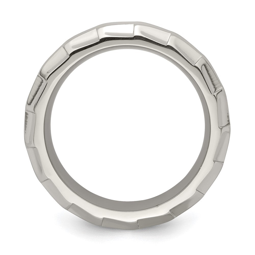 Edward Mirell Titanium Faceted Edge Brushed/Polished 8mm Concave Band Size 10