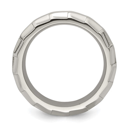 Edward Mirell Titanium Faceted Edge Brushed/Polished 8mm Concave Band Size 9.5