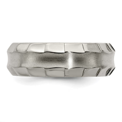 Edward Mirell Titanium Faceted Edge Brushed/Polished 8mm Concave Band Size 10