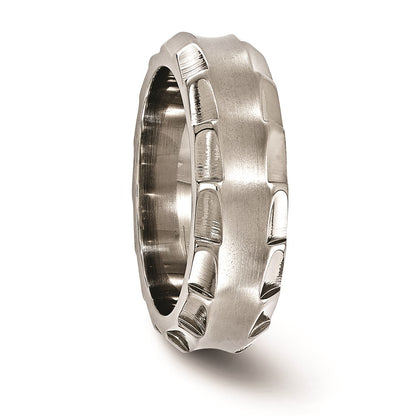 Edward Mirell Titanium Faceted Edge Brushed/Polished 8mm Concave Band Size 9.5
