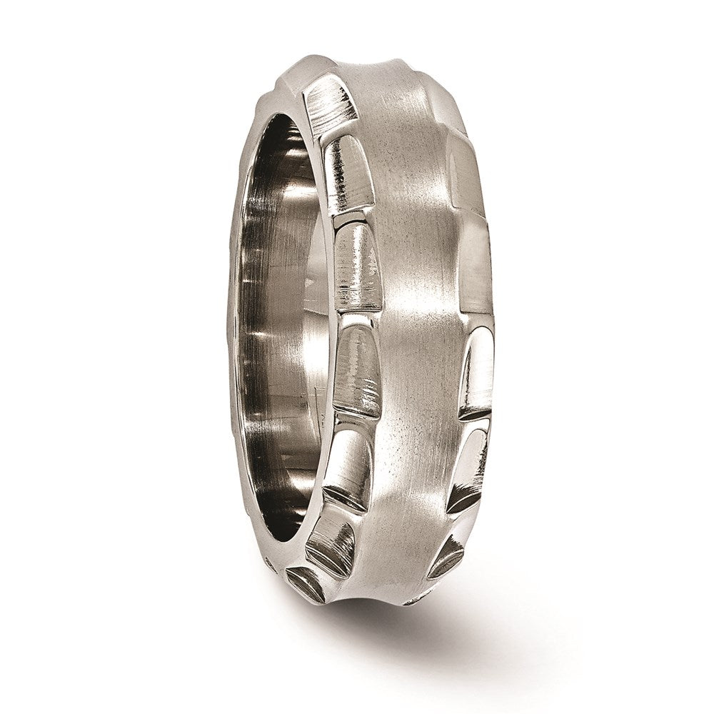 Edward Mirell Titanium Faceted Edge Brushed/Polished 8mm Concave Band Size 10