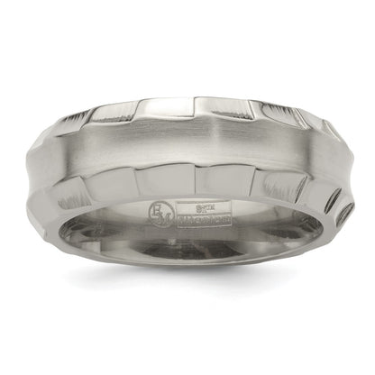 Edward Mirell Titanium Faceted Edge Brushed/Polished 8mm Concave Band Size 9.5